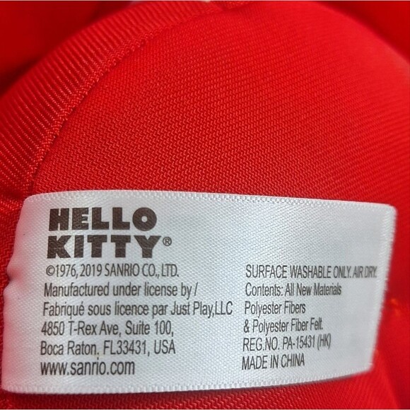 Hello Kitty Red Bow & Dress Stuffed Plush 12" Sanrio NWT & Plastic Basket Gift - Picture 11 of 11
